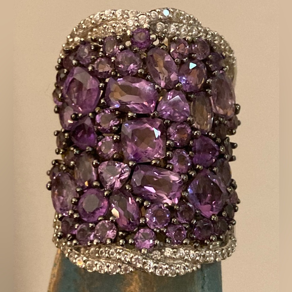 Amethyst SHOWSTOPPER Multi-Cut Sterling Saddle Ring